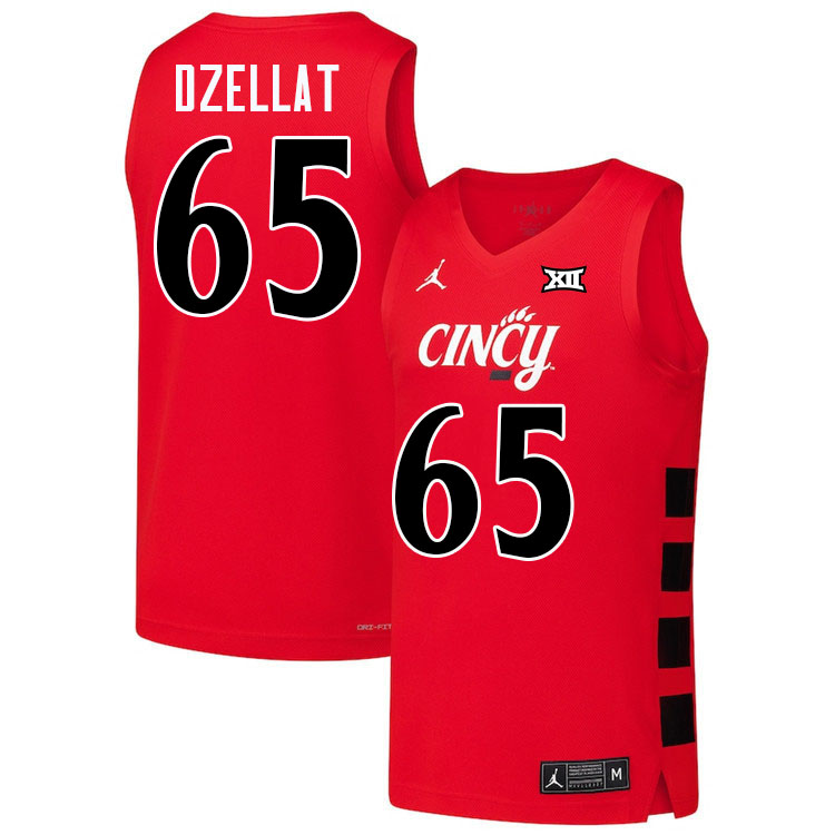 Halvine Dzellat Cincinnati Jersey,Cincinnati Bearcats #65 Halvine Dzellat Basketball Jersey Kids-Red